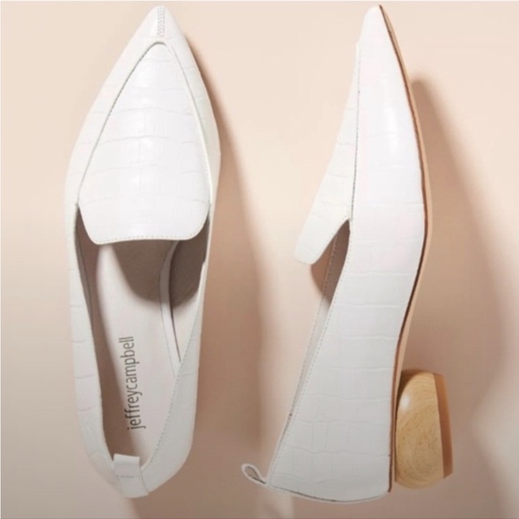 Jeffrey Campbell Shoes - Jeffrey Campbell Viona Loafer White Croc with Wooden Heel